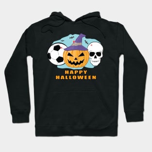 Happy Football / Soccer Halloween - Spooky Skull and Pumpkin Hoodie